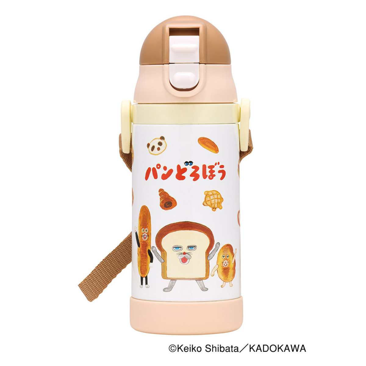 ベビーマグ 2WAY ストロー ステンレス 水筒 350ml 保冷 キャラクター パンどろぼう ( ストローマグ トレーニングマグ 持ちやすい 両手 マグ ワンタッチ 子供 ハンドル ベルト付き ボトル マグボトル かわいい ストローボトル )