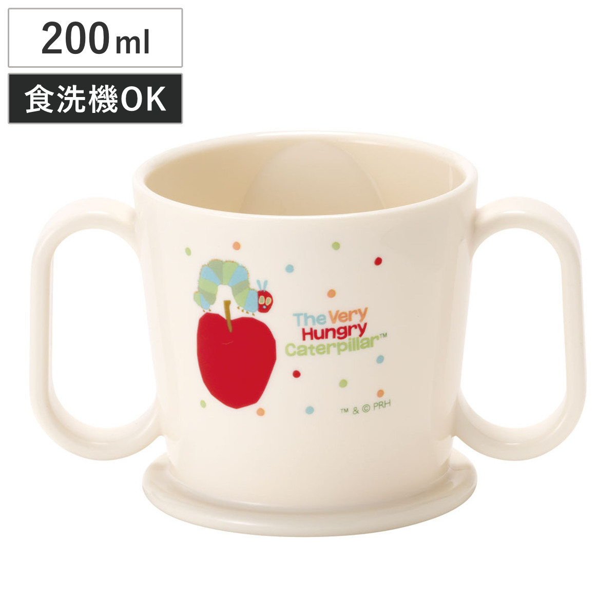 ベビーマグ トレーニング マグコップ 両手ハンドル 200ml キャラクター はらぺこあおむし ( コップ 両手カップ 両手 マグ 食洗機対応 レンジ対応 プラスチック マグカップ トレーニングマグコップ 両手コップ あかちゃん )