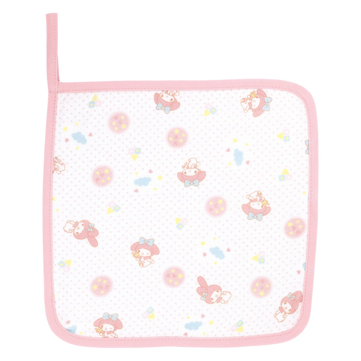 ハンドタオル マスコット付き タオル 赤ちゃん キャラクター マイメロディ ( ループ付きタオル ループ付きハンドタオル 綿100% ガーゼ パイル ループ付き ガーゼハンカチ タオルハンカチ ハンカチ 綿 コットン 吸水 速乾 かわいい )