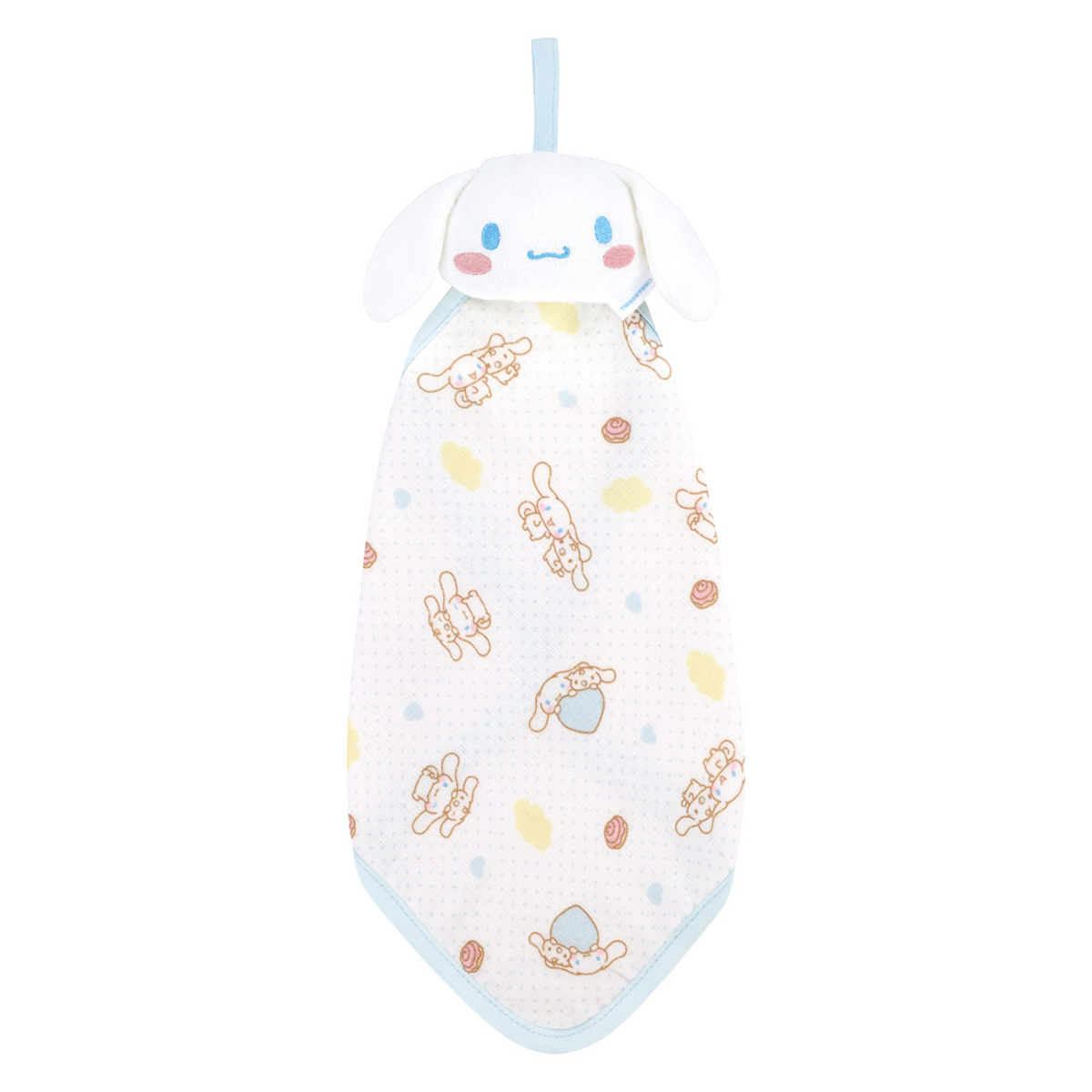 ハンドタオル マスコット付き タオル 赤ちゃん キャラクター シナモロール （ ループ付きタオル ループ付きハンドタオル 綿100％ ガーゼ パイル ループ付き ガーゼハンカチ タオルハンカチ ハンカチ 綿 コットン 吸水 速乾 かわいい ）