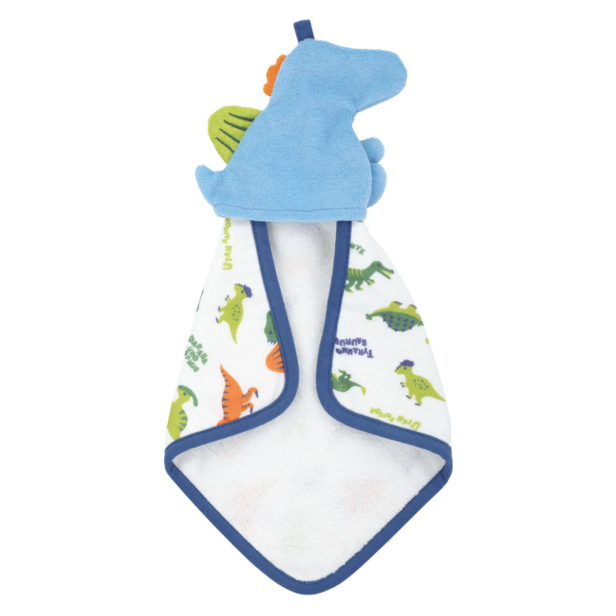 ハンドタオル マスコット付き タオル 赤ちゃん スピノサウルス ( ループ付きタオル ループ付きハンドタオル 綿100% ガーゼ パイル ループ付き ガーゼハンカチ タオルハンカチ ハンカチ 綿 コットン 吸水 速乾 かわいい )