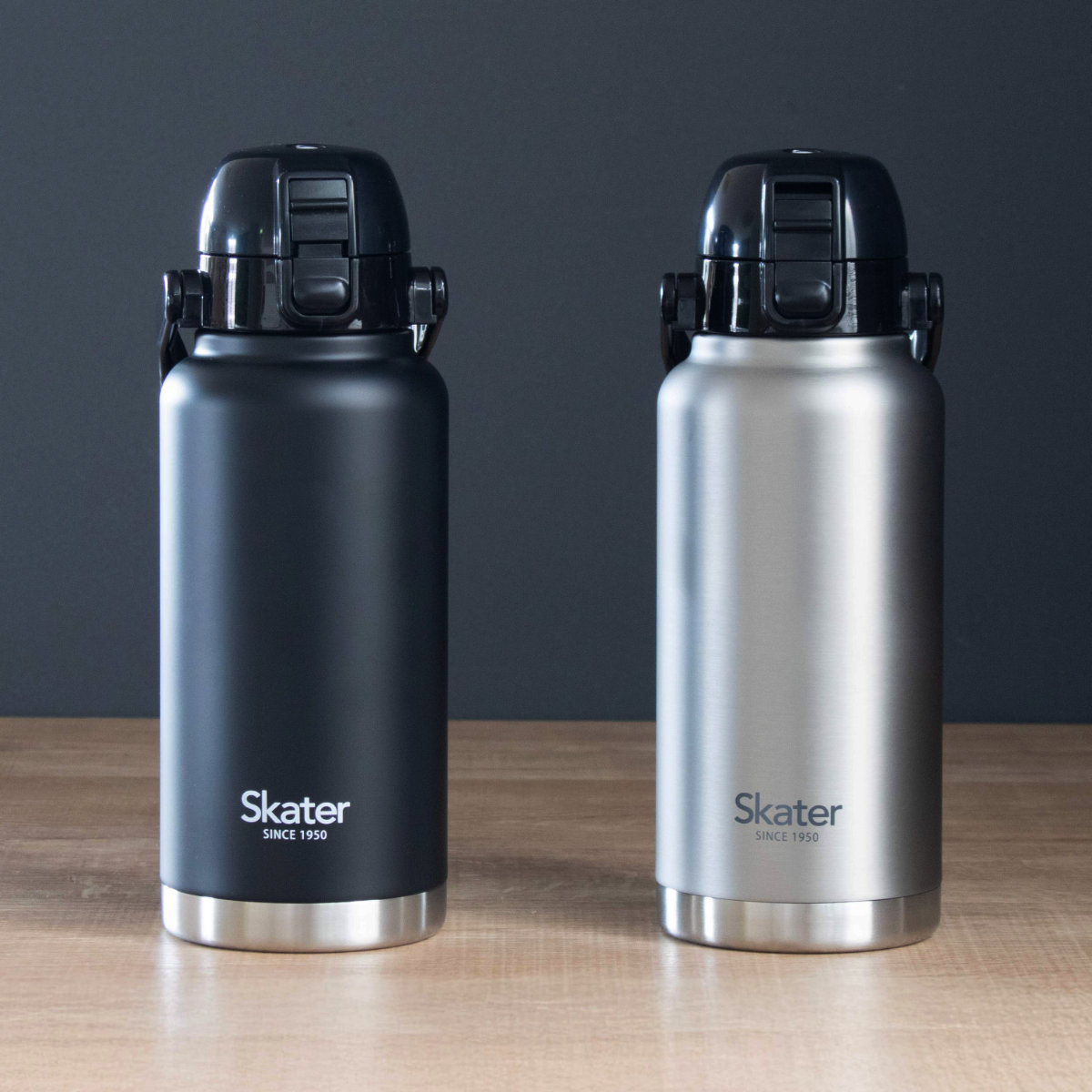 水筒 1L ハンドル付ダイレクトボトル 保冷専用 ( 保冷 直飲み ワンタッチ 大容量 真空二重 スポーツボトル ダイレクトボトル ワンプッシュ 広口 大口径 ハンドル付き シンプル ステンレスボトル 子供 大人 1000ml ) 【シルバー】 シルバー