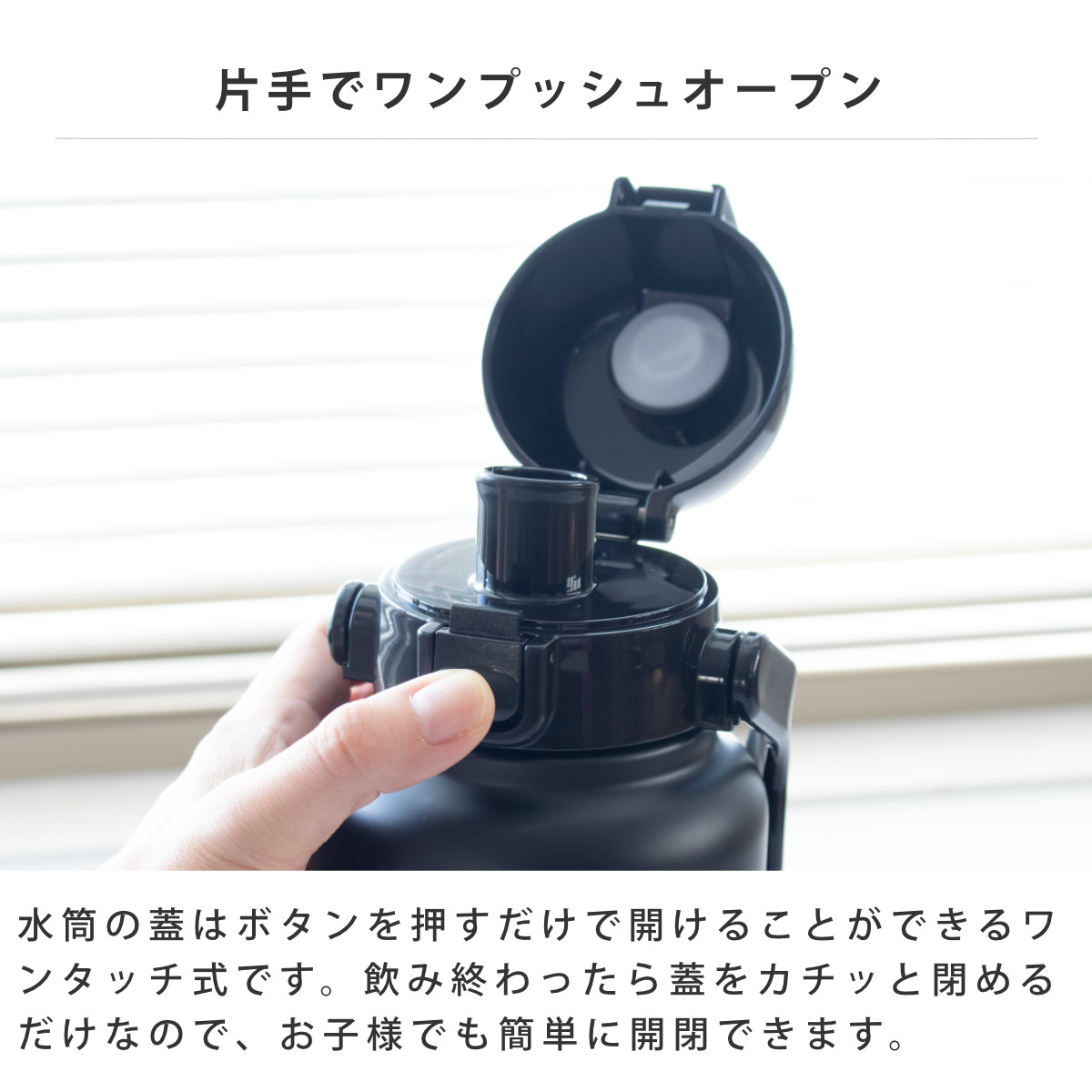 水筒 1L ハンドル付ダイレクトボトル 保冷専用 ( 保冷 直飲み ワンタッチ 大容量 真空二重 スポーツボトル ダイレクトボトル ワンプッシュ 広口 大口径 ハンドル付き シンプル ステンレスボトル 子供 大人 1000ml ) 【シルバー】 シルバー