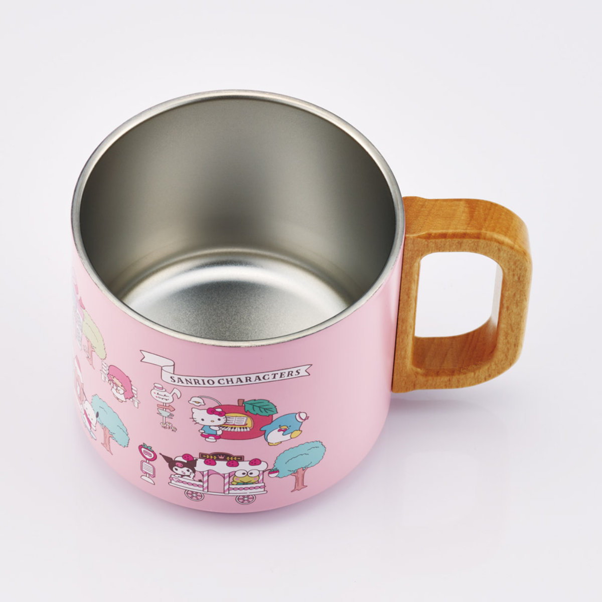 マグカップ 350ml スタッキング ステンマグ サンリオキャラクターズ village ( ステンレス 真空断熱 二重構造 コップ マグ マグコップ サンリオ かわいい 保冷 保温 天然木 積み重ね スタッグ )