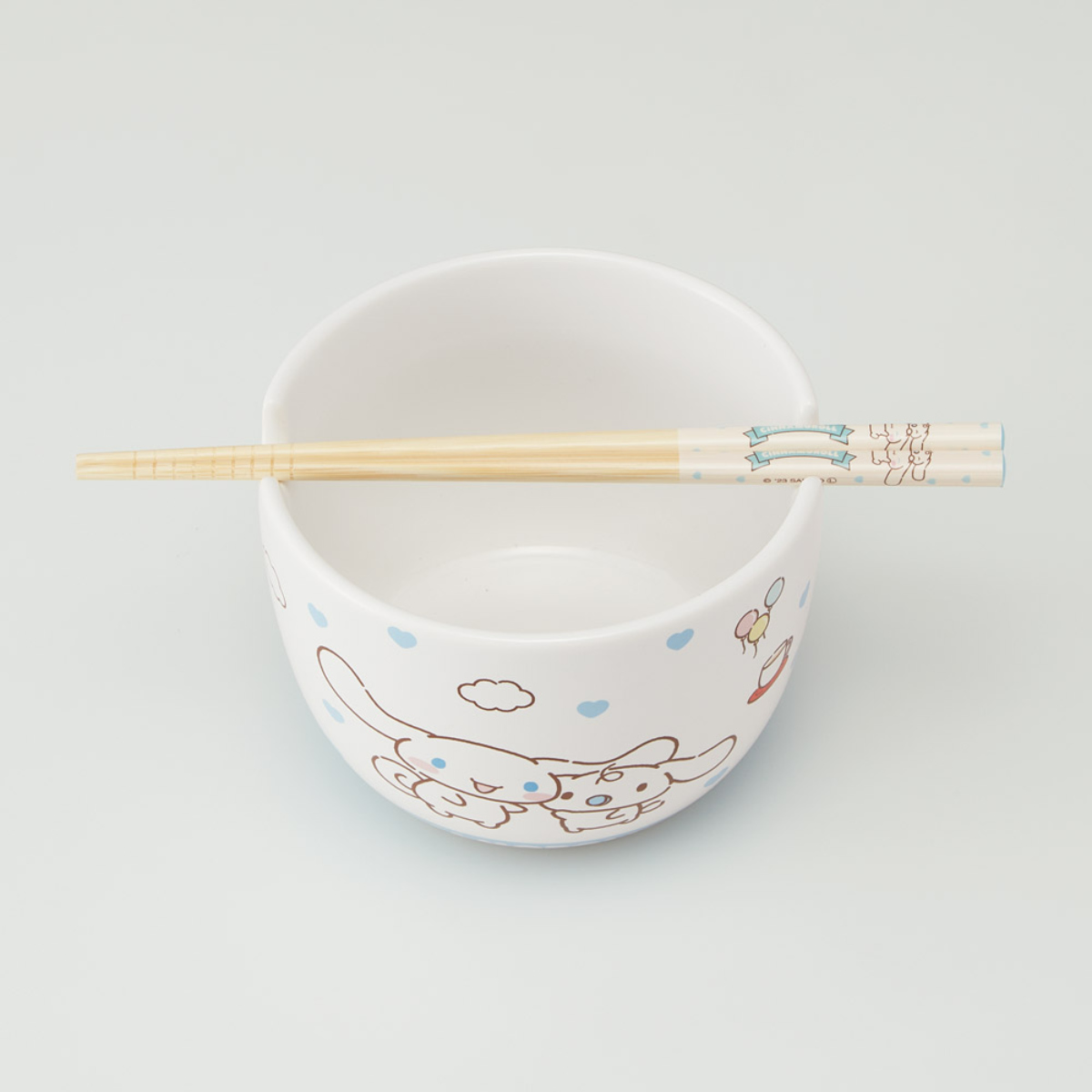 陶器製 ボウル 箸 セット サンリオ ( ハローキティ マイメロディ クロミ シナモロール 陶磁器 キャラクター 電子レンジ対応 食洗機対応 かわいい お椀 碗 お箸 はし ハシ 取り分け鉢 ラーメン スープ キャラ ) 【ハローキティ】 ハローキティ