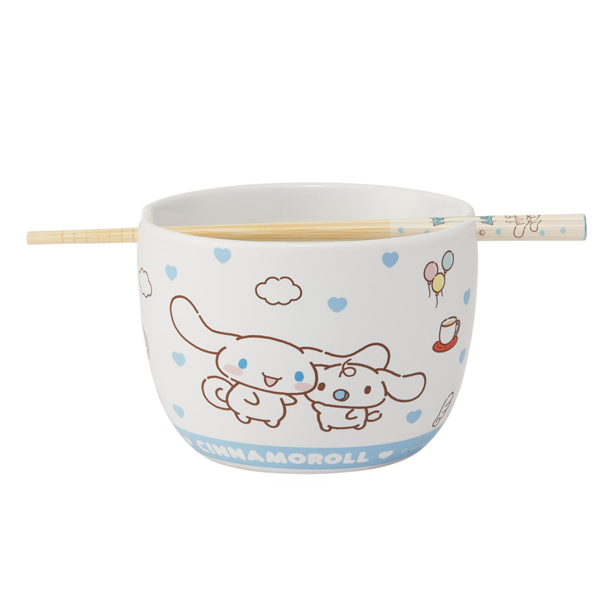 陶器製 ボウル 箸 セット サンリオ ( ハローキティ マイメロディ クロミ シナモロール 陶磁器 キャラクター 電子レンジ対応 食洗機対応 かわいい お椀 碗 お箸 はし ハシ 取り分け鉢 ラーメン スープ キャラ ) 【ハローキティ】 ハローキティ