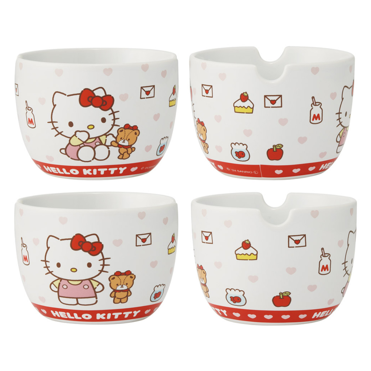 陶器製 ボウル 箸 セット サンリオ ( ハローキティ マイメロディ クロミ シナモロール 陶磁器 キャラクター 電子レンジ対応 食洗機対応 かわいい お椀 碗 お箸 はし ハシ 取り分け鉢 ラーメン スープ キャラ ) 【ハローキティ】 ハローキティ