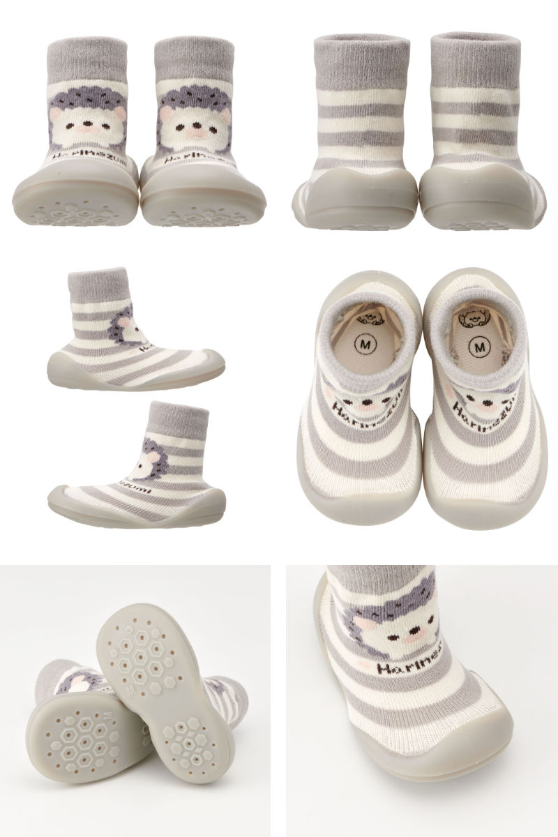 ソックス シューズ ベビー ギフトボックス M 12.6cm ハリネズミ ( ソックスシューズ 靴下 くつした トレーニングシューズ 赤ちゃん 子ども プレゼント ファーストシューズ ルームシューズ 出産祝い BOX入り ギフト かわいい )