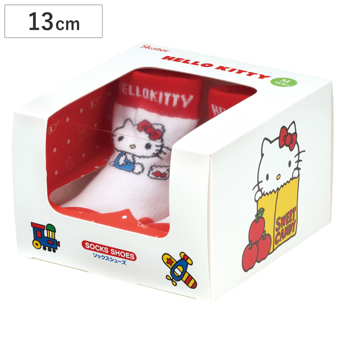 ソックス シューズ ベビー ギフトボックス M 12.6cm ハローキティ ( ソックスシューズ 靴下 くつした トレーニングシューズ 赤ちゃん 子ども プレゼント ファーストシューズ ルームシューズ 出産祝い BOX入り ギフト かわいい )