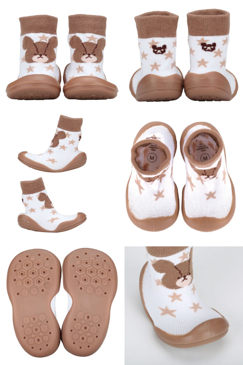 ソックス シューズ ベビー ギフトボックス M 12.6cm くまのがっこう ( ソックスシューズ 靴下 くつした トレーニングシューズ 赤ちゃん 子ども プレゼント ファーストシューズ ルームシューズ 出産祝い BOX入り ギフト かわいい )