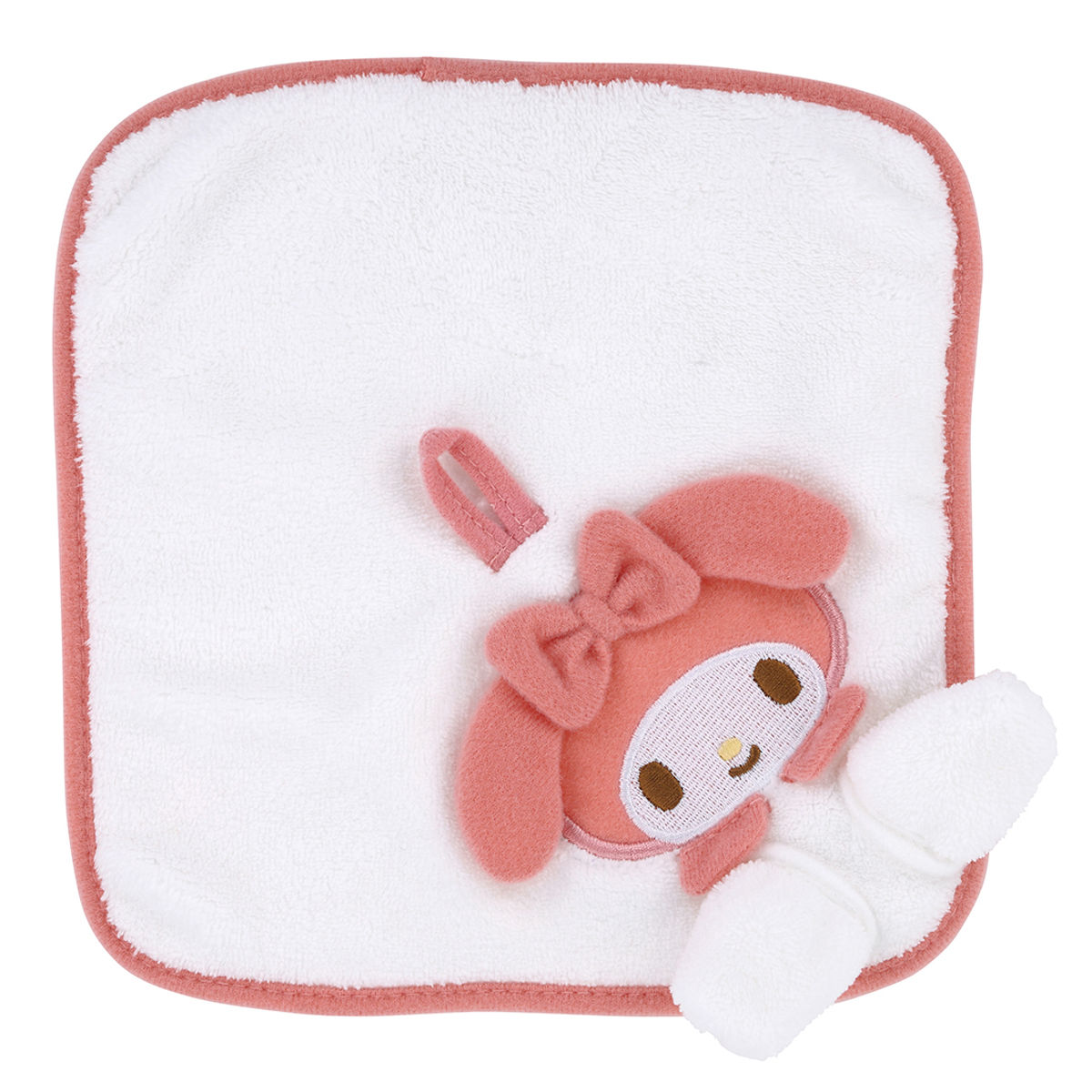 おしぼり パペット風おしぼりセット マイメロディ ( お手拭き タオル ハンカチ ハンドタオル キーチェーン ケース パペット おしぼりタオル 手拭き おしぼりケース ケース付 子供 キッズ 給食 ループ付き )