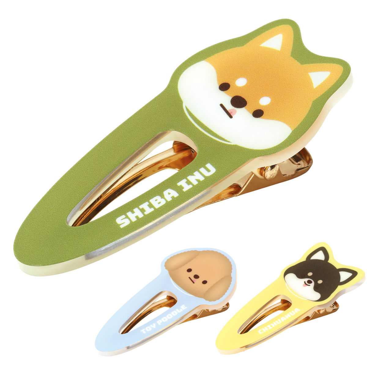 ヘアクリップ 髪留め ピン ヘアアクセサリー 前髪 犬 動物 ( ヘア クリップ 大きめ パッチン止め ヘアピン メイク 洗顔 ヘアアクセ キッズ 大人 女子 ヘアアレンジ ワンポイント 髪飾り 前髪セット 子供 かわいい 柴犬 ワンちゃん ) 【チワワ】