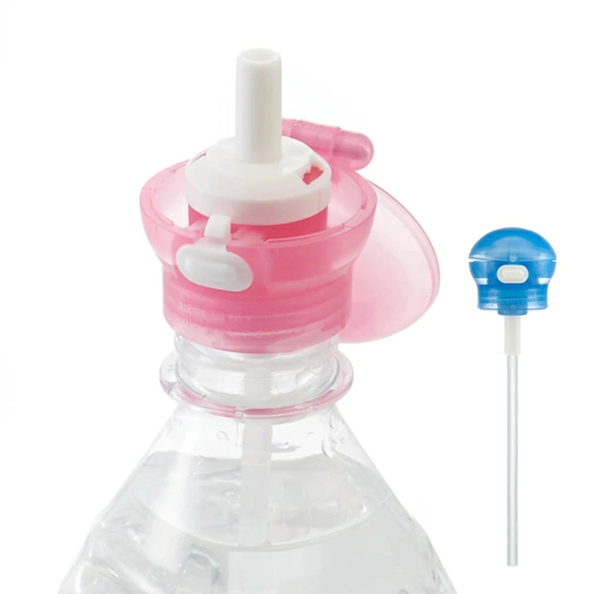 ストロー プッシュ式 ペットボトル キャップ ペットボトルキャップ 350ml 500ml （ ペットボトル用 ストローキャップ ペットボトルストロー ストローホッパーキャップ すいとう 部品 パーツ ストローホッパー 子供 幼稚園 保育園 ） 【ピンク】