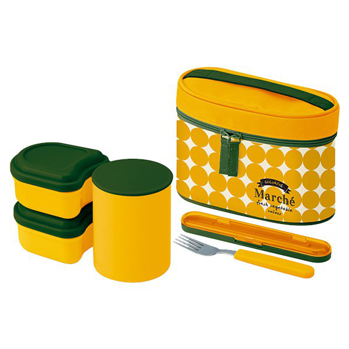 保温弁当箱 保温ジャー付きランチボックス マルシェ 560ml 保温 保冷 フォーク付き アボカド ( お弁当箱 ランチボックス 超軽量 大人 コンパクトタイプ 弁当箱 ケース付 バッグ付き コンパクトタイプ 弁当箱 シンプル 使いやすい ) 【トマト】 トマト