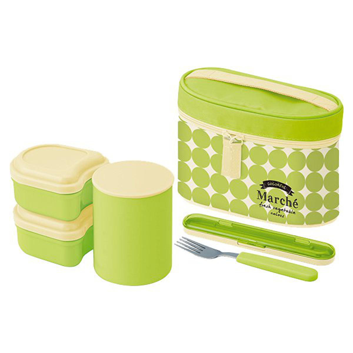 保温弁当箱 保温ジャー付きランチボックス マルシェ 560ml 保温 保冷 フォーク付き アボカド ( お弁当箱 ランチボックス 超軽量 大人 コンパクトタイプ 弁当箱 ケース付 バッグ付き コンパクトタイプ 弁当箱 シンプル 使いやすい ) 【トマト】 トマト