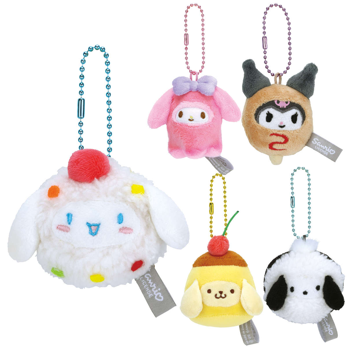 キーホルダー ぬいぐるみキーホルダー サンリオ なりきり 食べ物 （ マイメロディ クロミ シナモロール ポムポムプリン ポチャッコ マスコットキーホルダー ヌイグルミ ふわふわ プレゼント ギフト 雑貨 かわいい ） 【シナモロール】