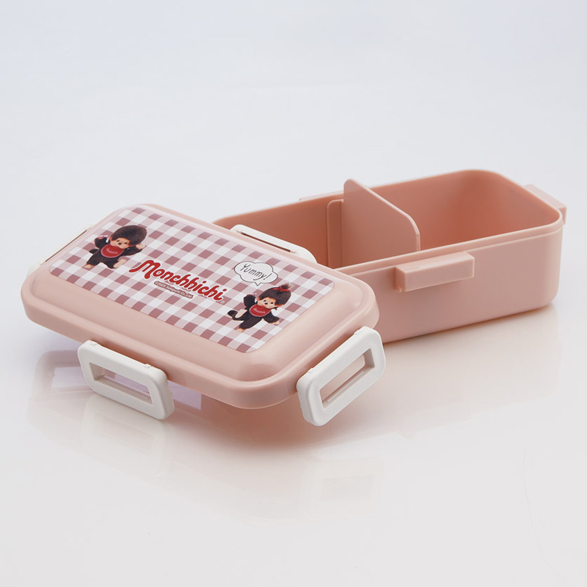 弁当箱 1段 530ml ふわっと弁当箱 モンチッチ ( ランチボックス 食洗機対応 レンジ対応 一段 抗菌 ドーム型 4点ロック 日本製 仕切り付き 抗菌加工 食洗機OK レンジOK お弁当 弁当 一段弁当 )