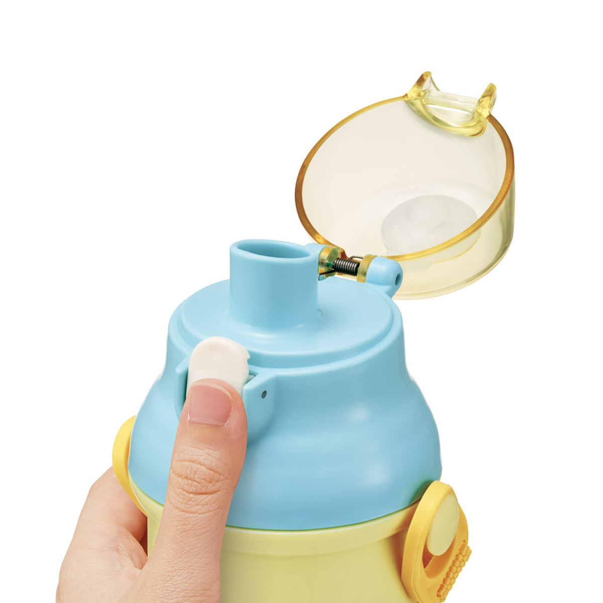 水筒 480ml 直飲プラワンタッチボトル ジョージ アルファベット ( 子供用 抗菌 プラスチック製 ダイレクトボトル 直飲み ワンタッチ 日本製 抗菌加工 ショルダーベルト付き 広口 軽量 ボトル ワンプッシュ )