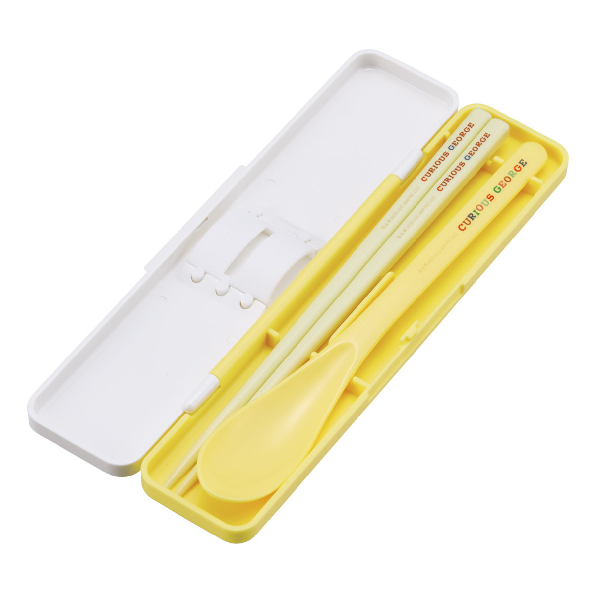 コンビセット ジョージ ブロック 箸 スプーン ( おさるのジョージ 食洗機対応 18センチ お箸 音の鳴らない カトラリー 日本製 食洗機OK カトラリーセット 持ち運び お弁当 弁当 箸箱 )