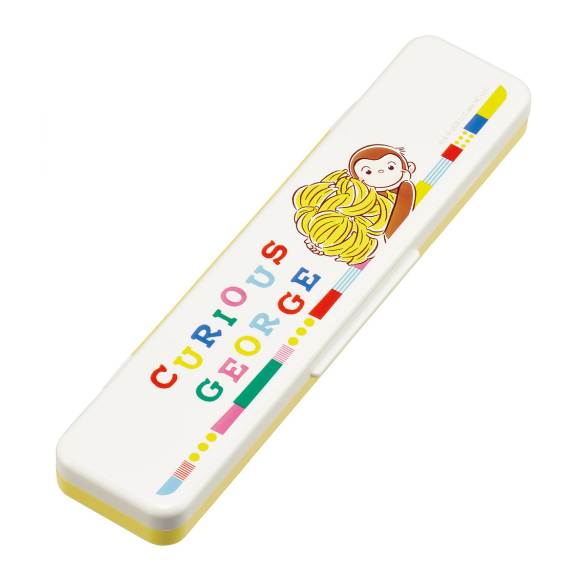 コンビセット ジョージ ブロック 箸 スプーン ( おさるのジョージ 食洗機対応 18センチ お箸 音の鳴らない カトラリー 日本製 食洗機OK カトラリーセット 持ち運び お弁当 弁当 箸箱 )