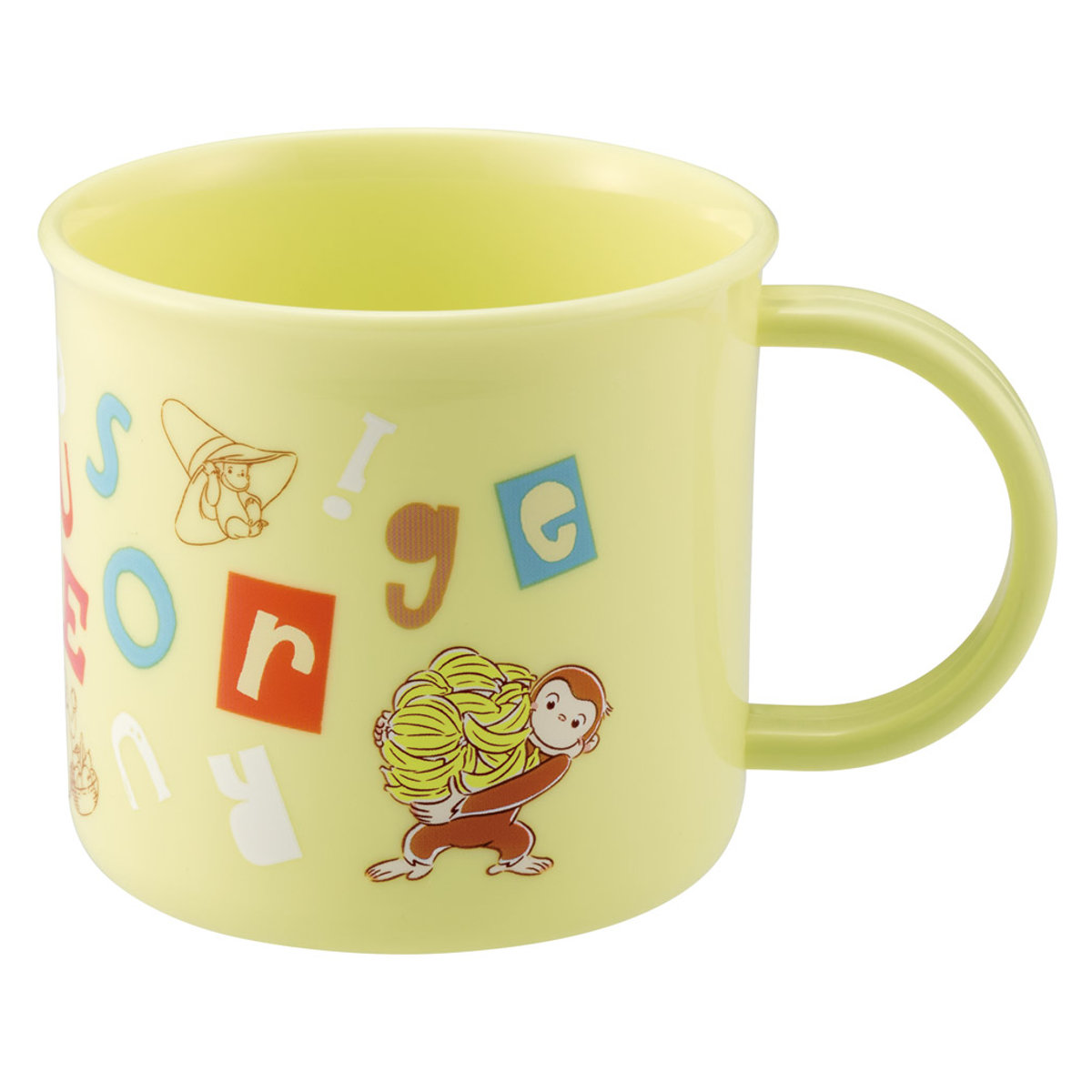 コップ 食洗機対応プラコップ ジョージ アルファベット ( おさるのジョージ プラコップ 耐熱 食洗機対応 レンジ対応 割れにくい 日本製 プラスチック製 食洗機OK レンジOK 給食 小さい 軽量 マグ プラ カップ )