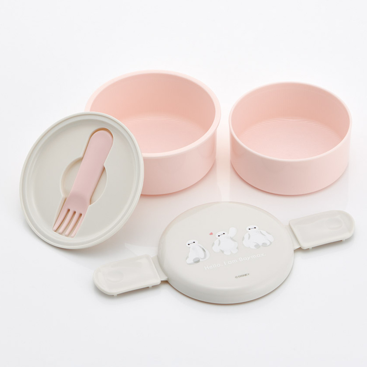 弁当箱 2段 500ml 丸型ランチボックス2段 ベイマックス SWEET ( お弁当箱 丸型 ランチボックス レンジ対応 日本製 レンジOK お弁当 弁当 フォーク付き おにぎり 子ども用お弁当箱 2段弁 )