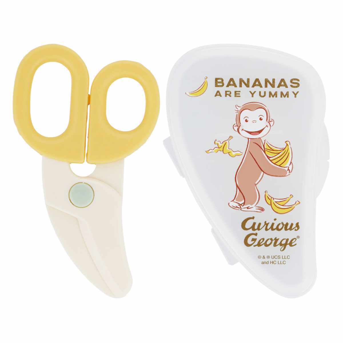 フードカッター 離乳食 はさみ ケース付き おさるのジョージ 離乳食はさみ （ 赤ちゃん ベビー 外食 おでかけグッズ 離乳食カッター ベビーフードカッター 離乳食用マッシャー ハサミ ）