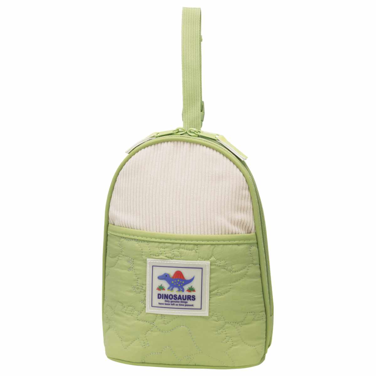 哺乳瓶ポーチ 持ち手付き ディノサウルス 保温 保冷 イブル生地 ( 哺乳瓶ケース 保冷ケース 保冷バッグ マグボトル 恐竜 収納 ポーチ 携帯 持ち歩き )