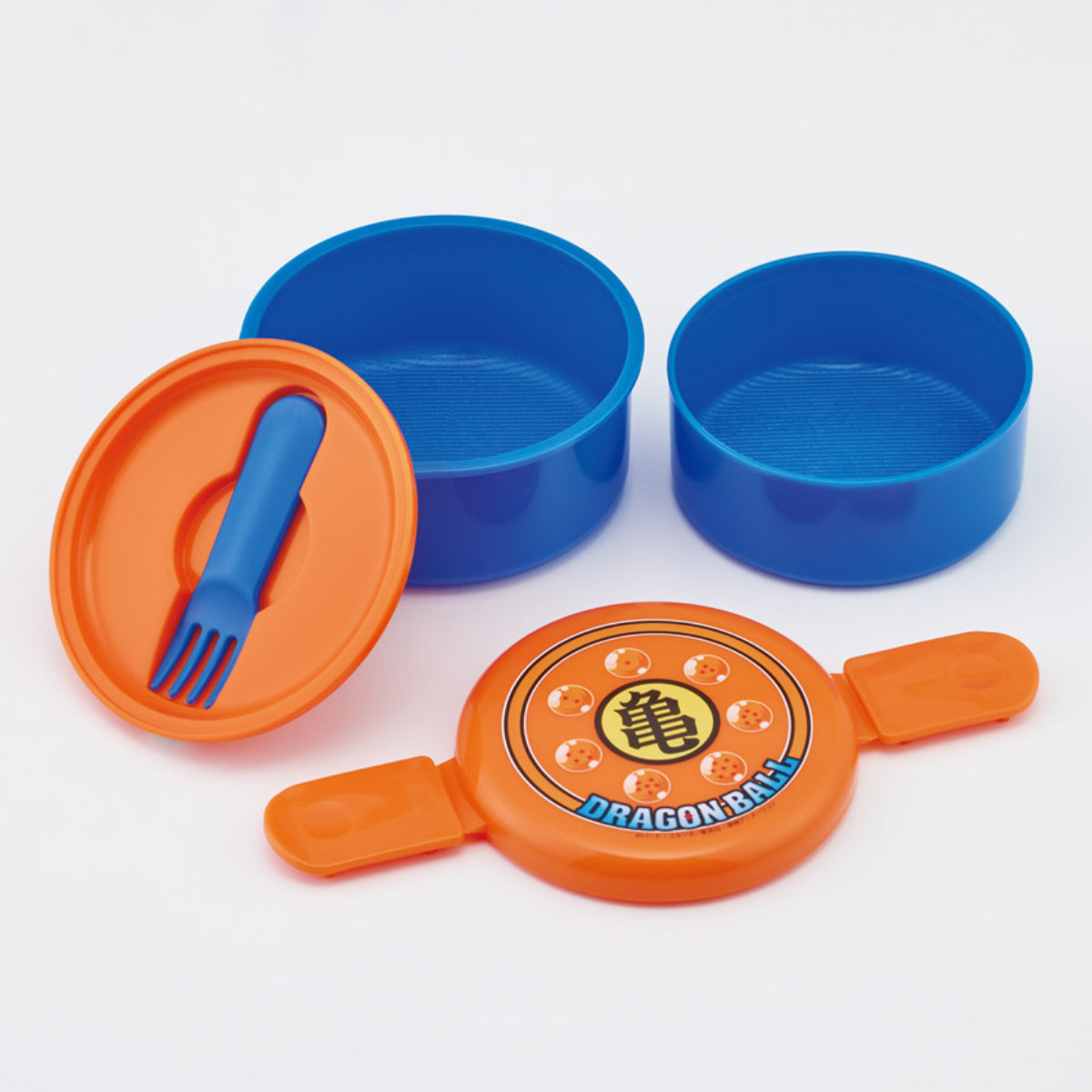 弁当箱 二段 500ml 丸型ランチボックス2段 ドラゴンボール亀 ( お弁当箱 丸型 ランチボックス レンジ対応 日本製 レンジOK お弁当 弁当 フォーク付き おにぎり 子ども用お弁当箱 2段弁 )