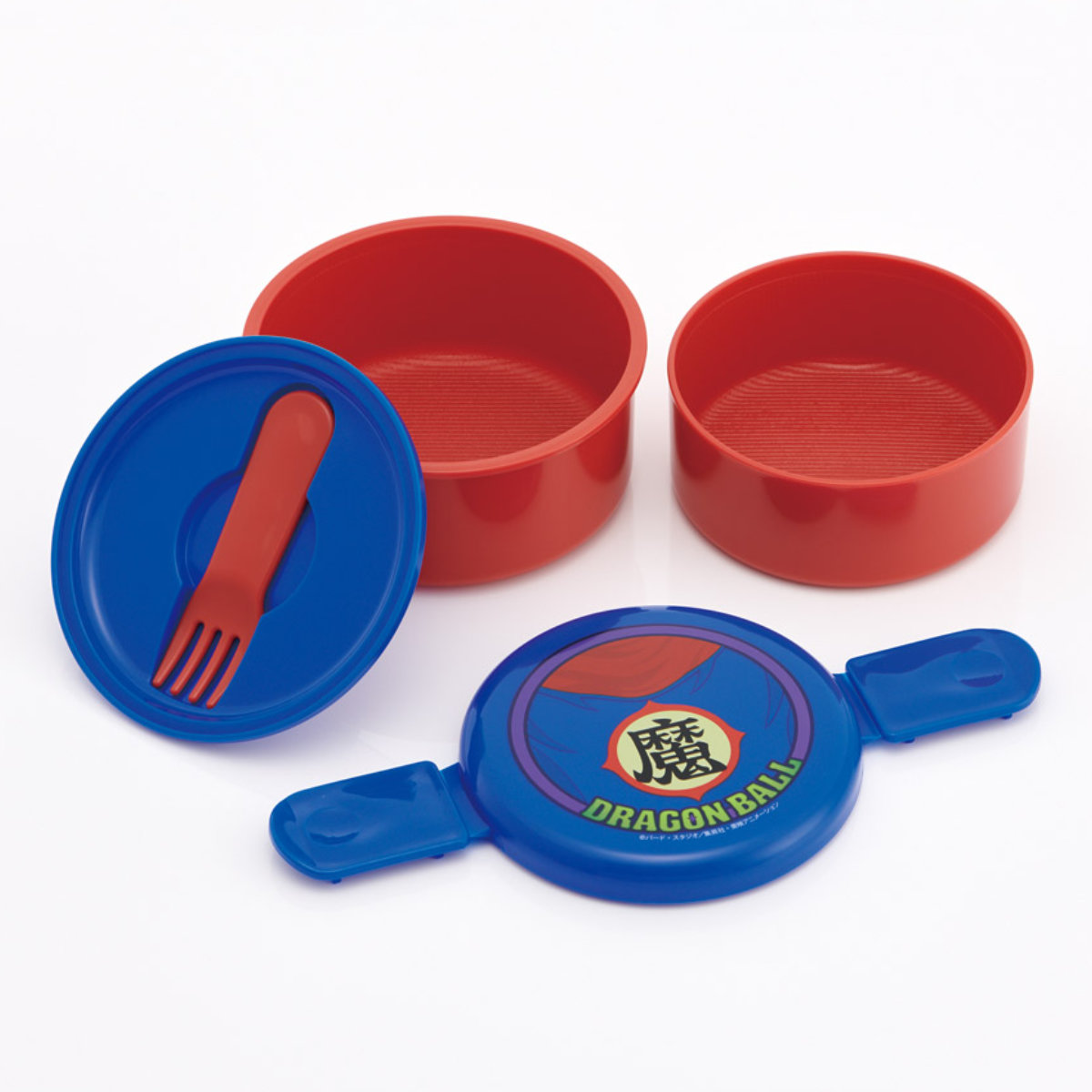 弁当箱 二段 500ml 丸型ランチボックス2段 ドラゴンボール魔 ( お弁当箱 丸型 ランチボックス レンジ対応 日本製 レンジOK お弁当 弁当 フォーク付き おにぎり 子ども用お弁当箱 2段弁 )