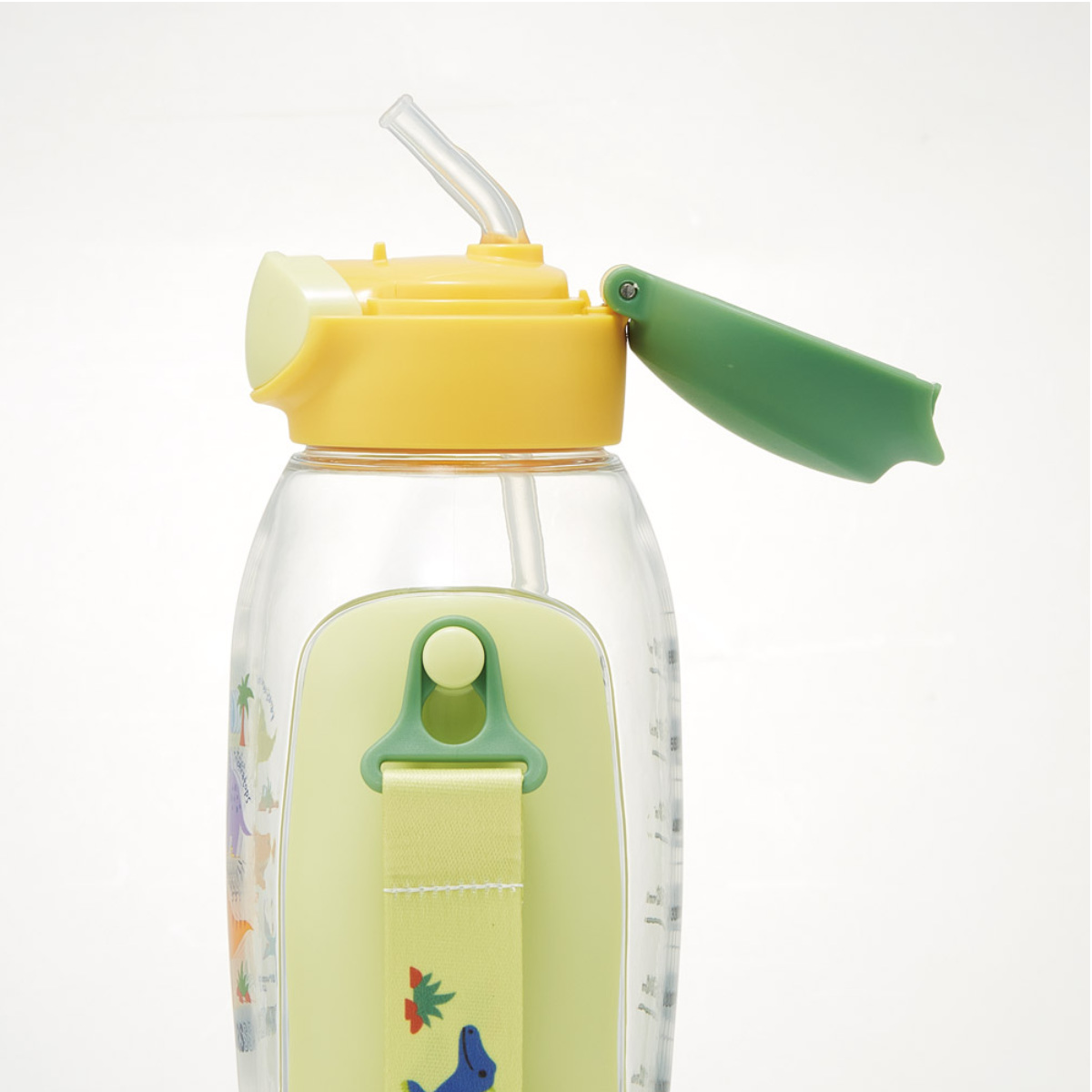 水筒 780ml ワンプッシュストローボトル ディノサウルス ( ストローボトル 目盛り クリアボトル ワンプッシュ ワンタッチ ストロータイプ 子供 子供用水筒 ショルダーベルト 幼稚園 保育園 キッズ )