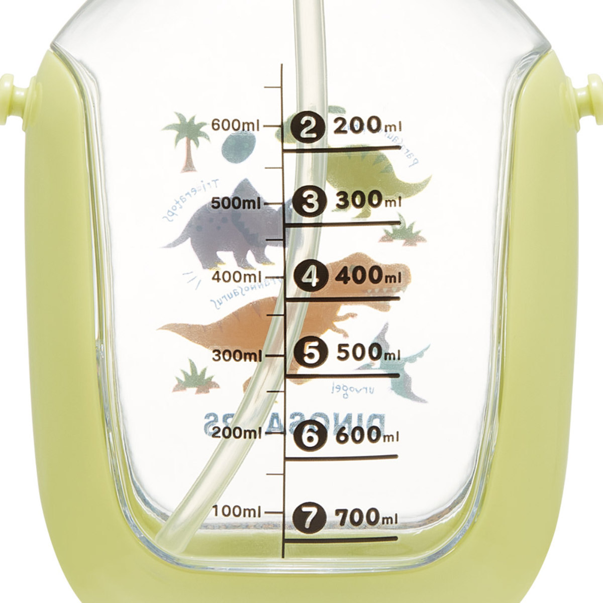 水筒 780ml ワンプッシュストローボトル ディノサウルス ( ストローボトル 目盛り クリアボトル ワンプッシュ ワンタッチ ストロータイプ 子供 子供用水筒 ショルダーベルト 幼稚園 保育園 キッズ )