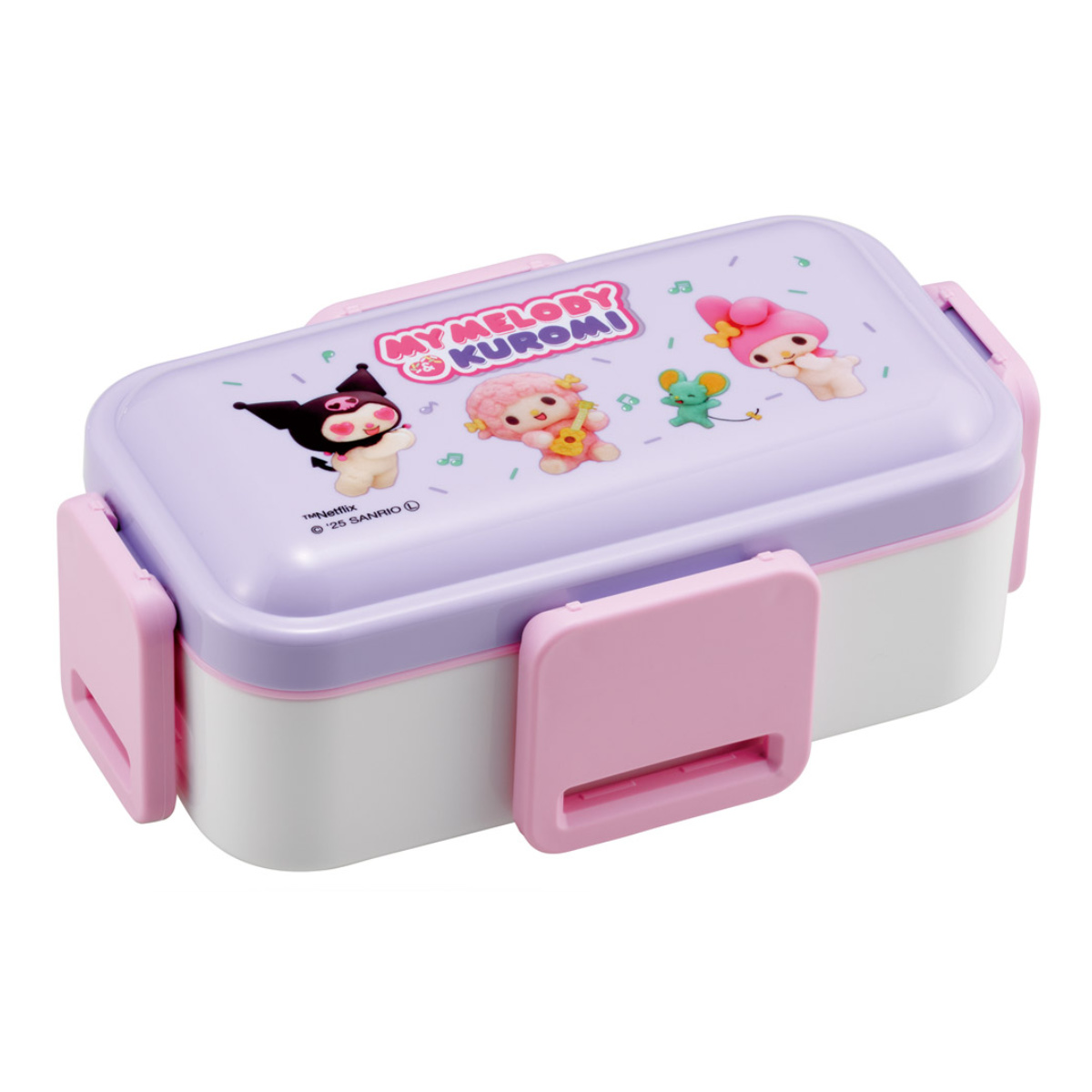 弁当箱 2段 600ml 2段ふわっと弁当箱 マイメロクロミ Netflix ( ランチボックス 食洗機対応 レンジ対応 二段 ドーム型 4点ロック 日本製 仕切り付き 食洗機OK レンジOK お弁当 弁当 二段弁当 )