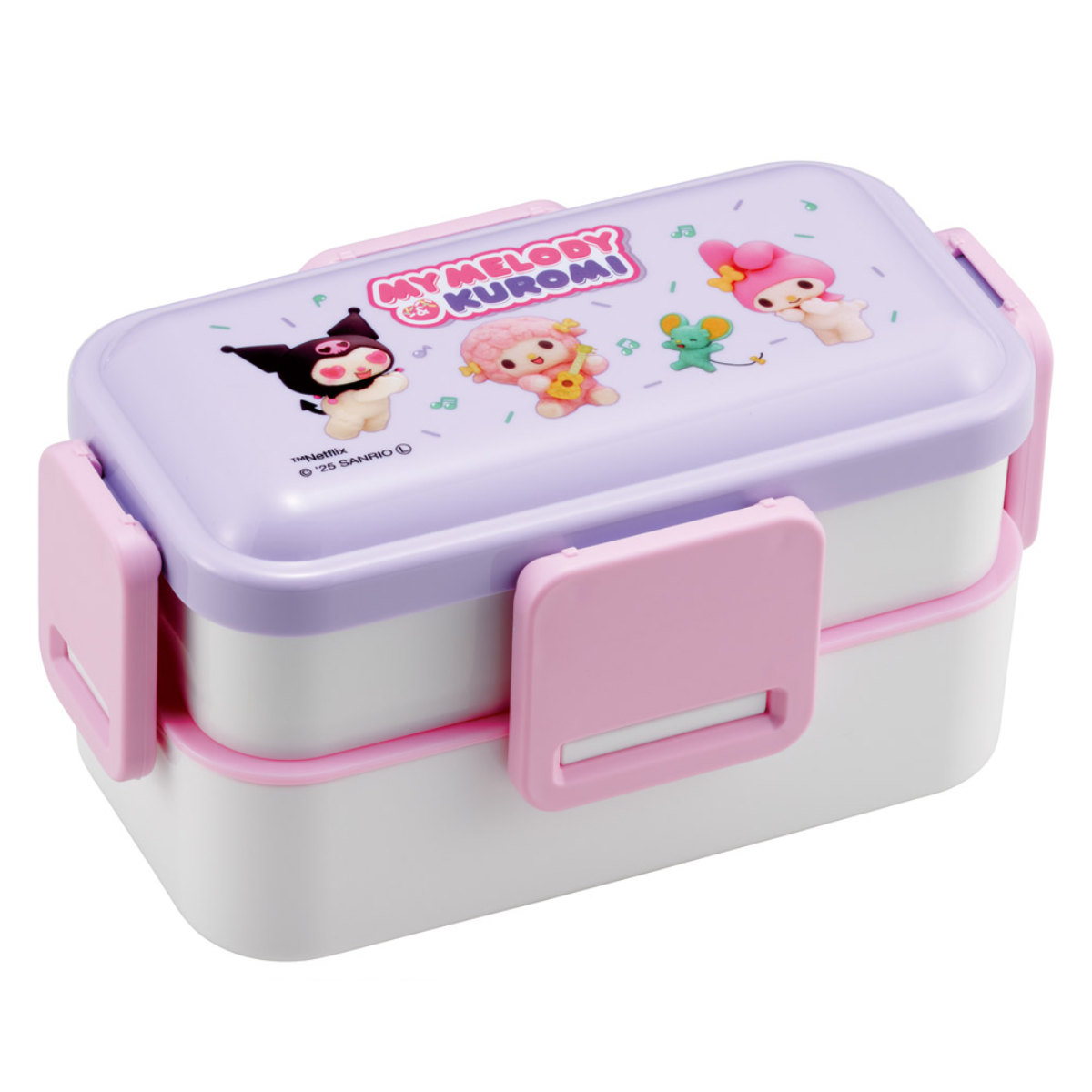 弁当箱 2段 600ml 2段ふわっと弁当箱 マイメロクロミ Netflix ( ランチボックス 食洗機対応 レンジ対応 二段 ドーム型 4点ロック 日本製 仕切り付き 食洗機OK レンジOK お弁当 弁当 二段弁当 )