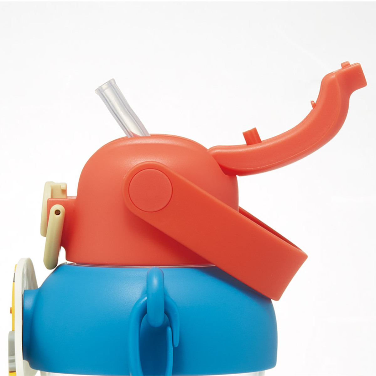 水筒 650ml ラバーマスコット付ストローボトル はたらくクルマ ( ストロー付ボトル ストローボトル クリアボトル ワンプッシュ ワンタッチ ストロータイプ 子供 子供用水筒 クリア ショルダーベルト 幼稚園 保育園 キッズ )