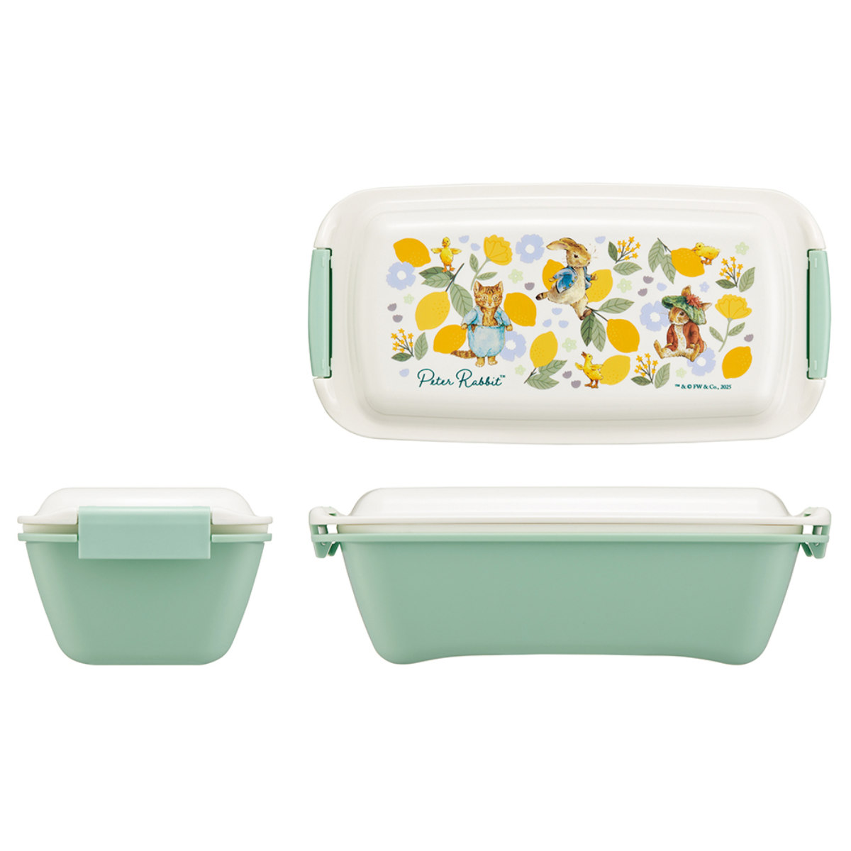弁当箱 530ml ふわっとタイトランチボック ピーターラビット シトロン ( ランチボックス 食洗機対応 レンジ対応 日本製 ドーム蓋 大人 キッズ 食洗機OK レンジOK お弁当 弁当 一段 2点ロック )