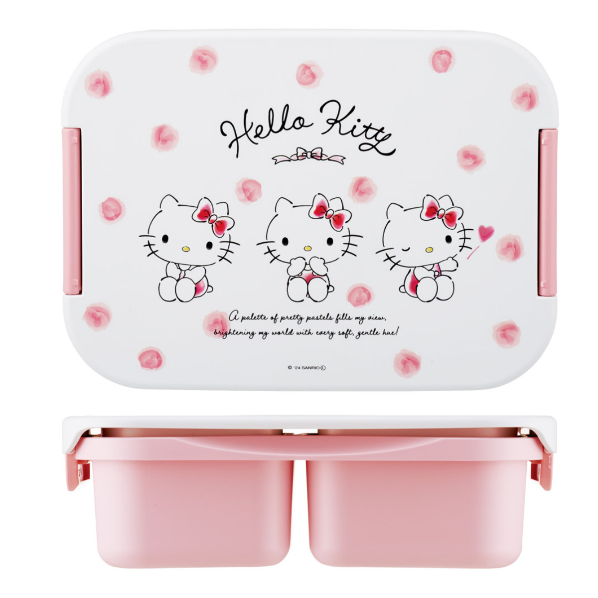 弁当箱 900ml 抗菌セパレート型タイト キティ 水彩コスメ ( ランチボックス 食洗機対応 レンジ対応 パッキン一体 抗菌 日本製 食洗機OK レンジOK 大人 キッズ お弁当 弁当 お弁当箱 一段 2点ロック 銀 AG 抗菌加工 )