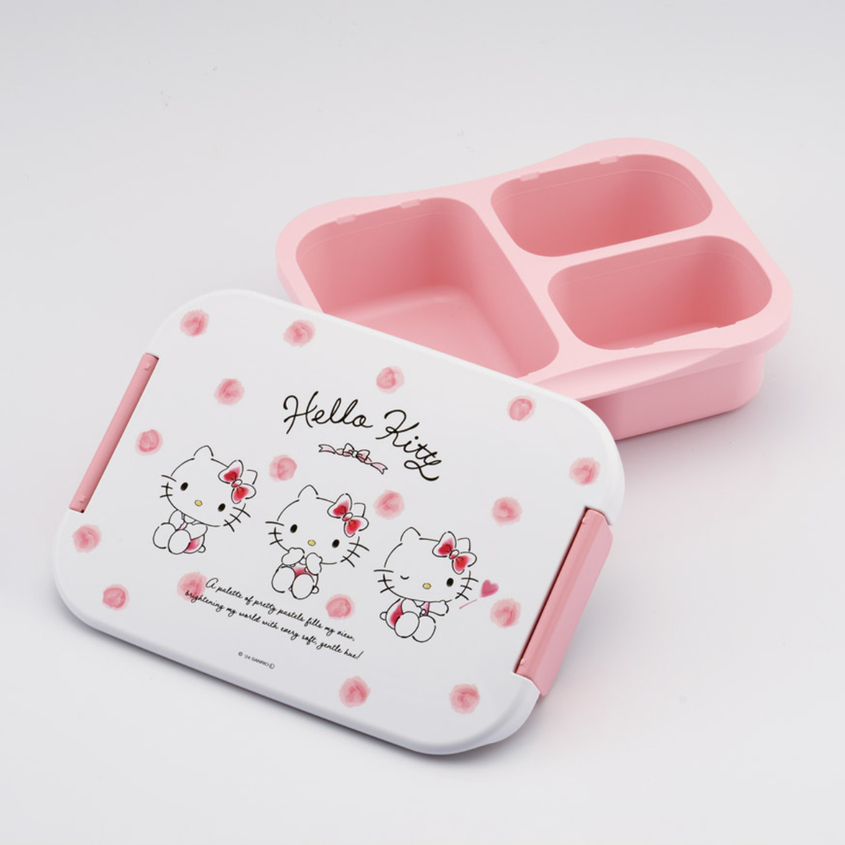 弁当箱 900ml 抗菌セパレート型タイト キティ 水彩コスメ ( ランチボックス 食洗機対応 レンジ対応 パッキン一体 抗菌 日本製 食洗機OK レンジOK 大人 キッズ お弁当 弁当 お弁当箱 一段 2点ロック 銀 AG 抗菌加工 )