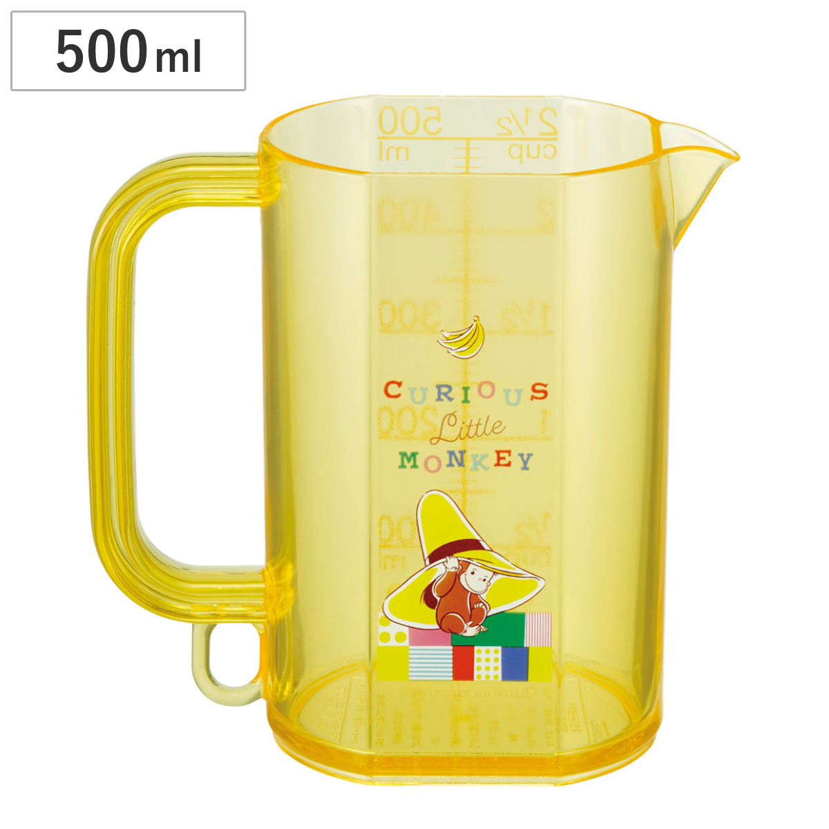 計量カップ 500ml おさるのジョージ ブロック ひとまねこざる メジャーカップ ( 計量コップ メジャーコップ 下ごしらえ キッチンツール 計量器具 計量ツール 目盛付き メモリ付き プラスチック キャラクター ジョージ かわいい )