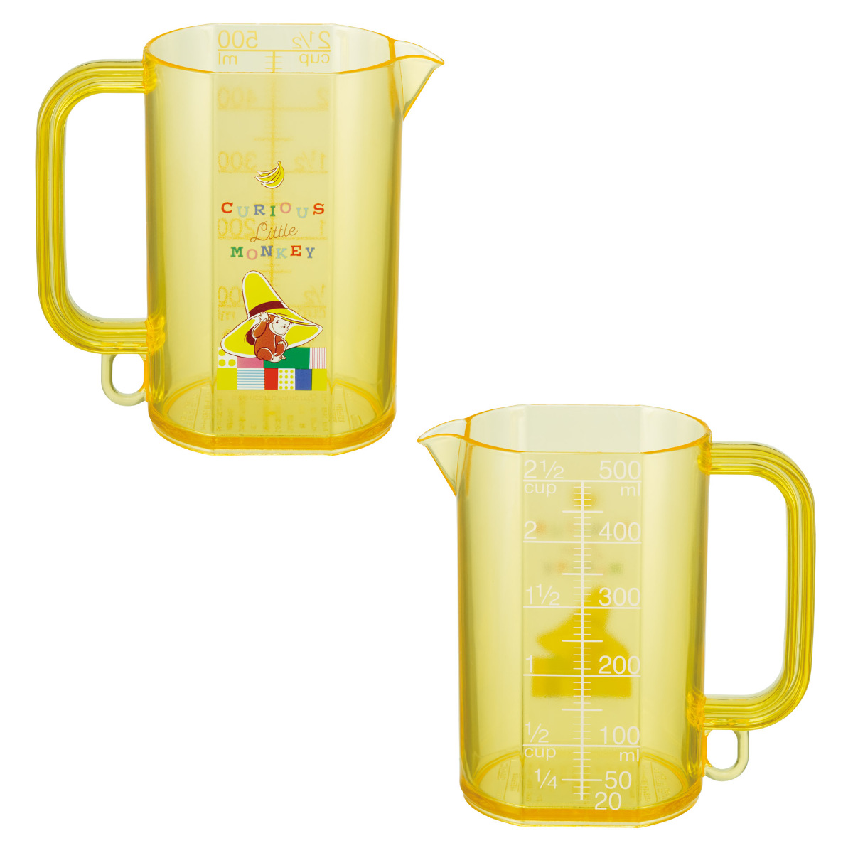 計量カップ 500ml おさるのジョージ ブロック ひとまねこざる メジャーカップ ( 計量コップ メジャーコップ 下ごしらえ キッチンツール 計量器具 計量ツール 目盛付き メモリ付き プラスチック キャラクター ジョージ かわいい )