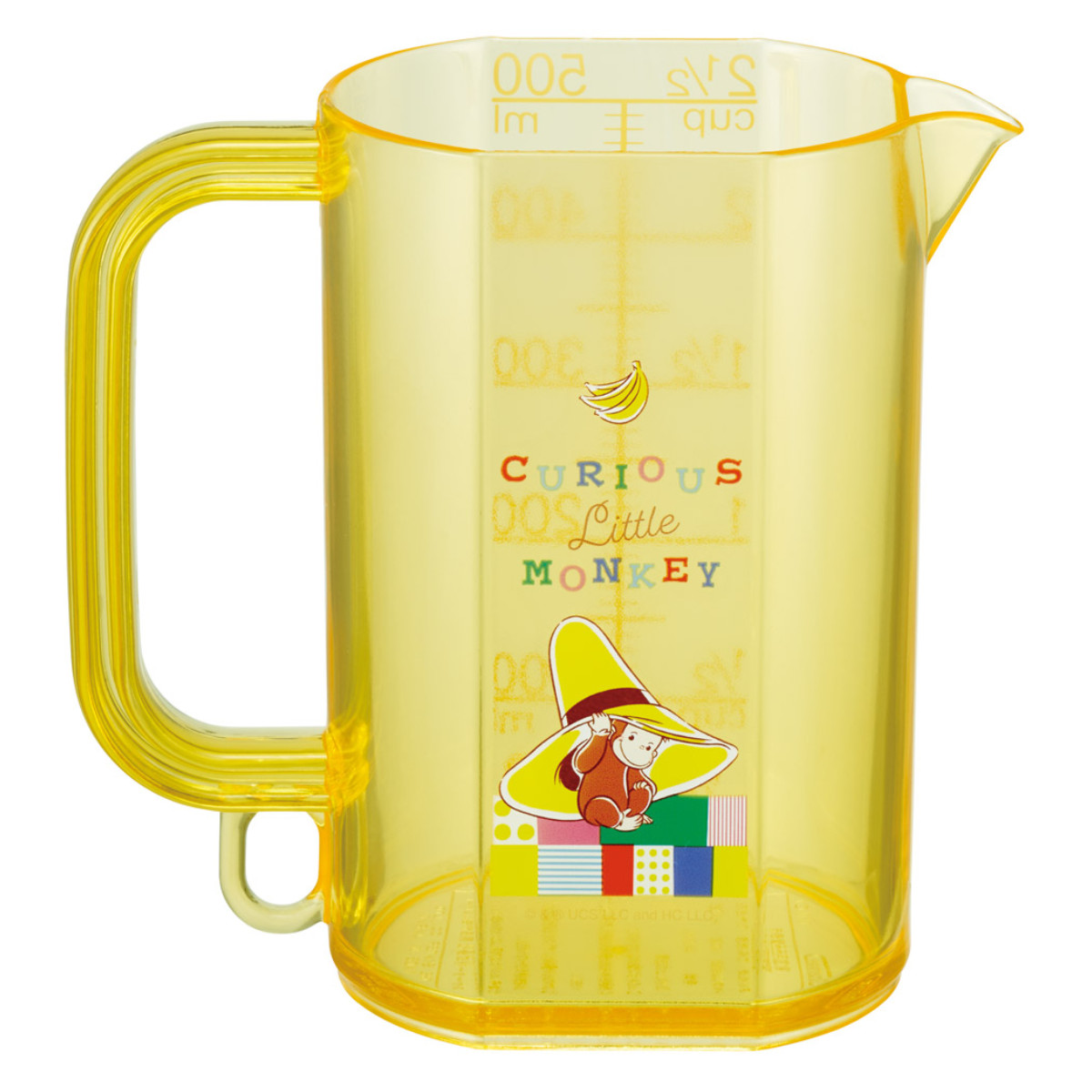 計量カップ 500ml おさるのジョージ ブロック ひとまねこざる メジャーカップ ( 計量コップ メジャーコップ 下ごしらえ キッチンツール 計量器具 計量ツール 目盛付き メモリ付き プラスチック キャラクター ジョージ かわいい )