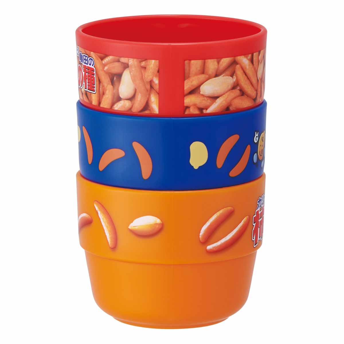 コップ 220ml スタッキングコップ 3個セット ( 日本製 食洗機対応 子供 子ども キッズ プラスチック キャラクター ポテチうすしお味 じゃがりこサラダ かっぱえびせん 亀田の柿の種 ) 【亀田の柿の種】 亀田の柿の種