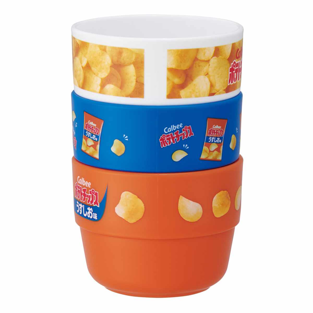 コップ 220ml スタッキングコップ 3個セット ( 日本製 食洗機対応 子供 子ども キッズ プラスチック キャラクター ポテチうすしお味 じゃがりこサラダ かっぱえびせん 亀田の柿の種 ) 【亀田の柿の種】 亀田の柿の種