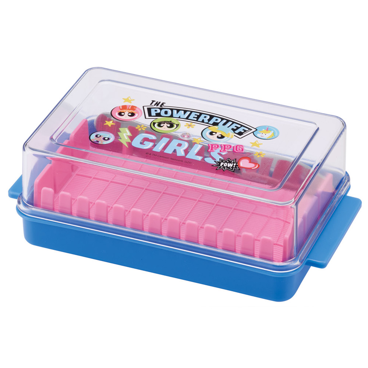 保存容器 定量 カッティング バターケース パワーパフガールズ ( バターカット バターナイフ付き 定量カット バター入れ バター保存 プラスチック 蓋付き 200g 5g 15g バター お菓子作り ケース 保存 容器 調理 料理 キャラ )