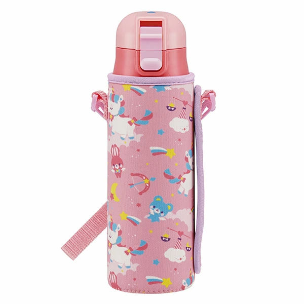 水筒 直飲み ステンレス ワンプッシュボトル カバー付き ユニコーン 470ml ( ステンレスボトル 幼稚園 保育園 子供用水筒 超軽量 ダイレクトボトル ステンレス製 子ども すいとう )