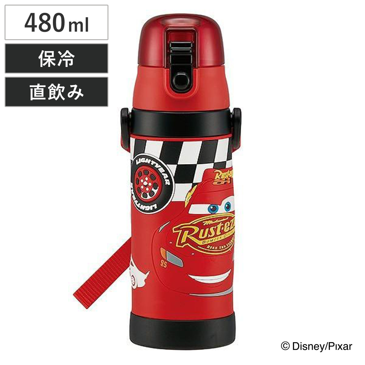 水筒 ステンレス 直飲み 3Dロック付ダイレクトボトル カーズ 480ml 子供 ( 保冷 幼稚園 保育園 3D キッズ キャラクター ワンプッシュ 直飲みステンレス ステンレス製 子供用水筒 ボトル キャラ )