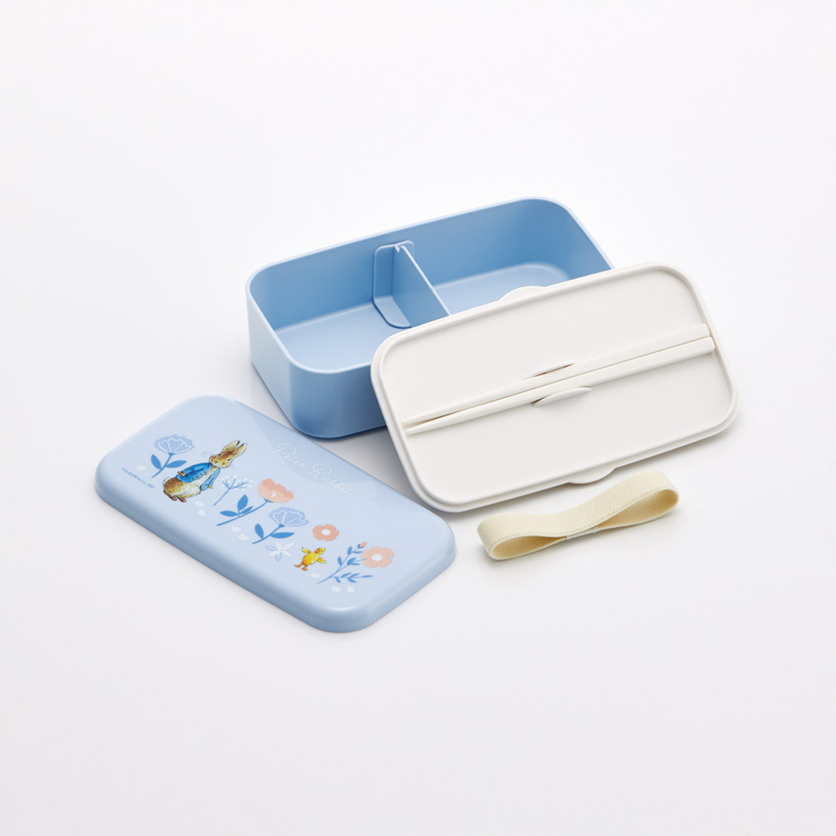 弁当箱 600ml 箸付ランチボックス ピーターラビット シトロン ( お弁当箱 ランチボックス レンジ対応 食洗機対応 箸付き 日本製 レンジOK 食洗機OK 一段 弁当 お弁当 仕切り付き ランチベルト 子ども 大人 )