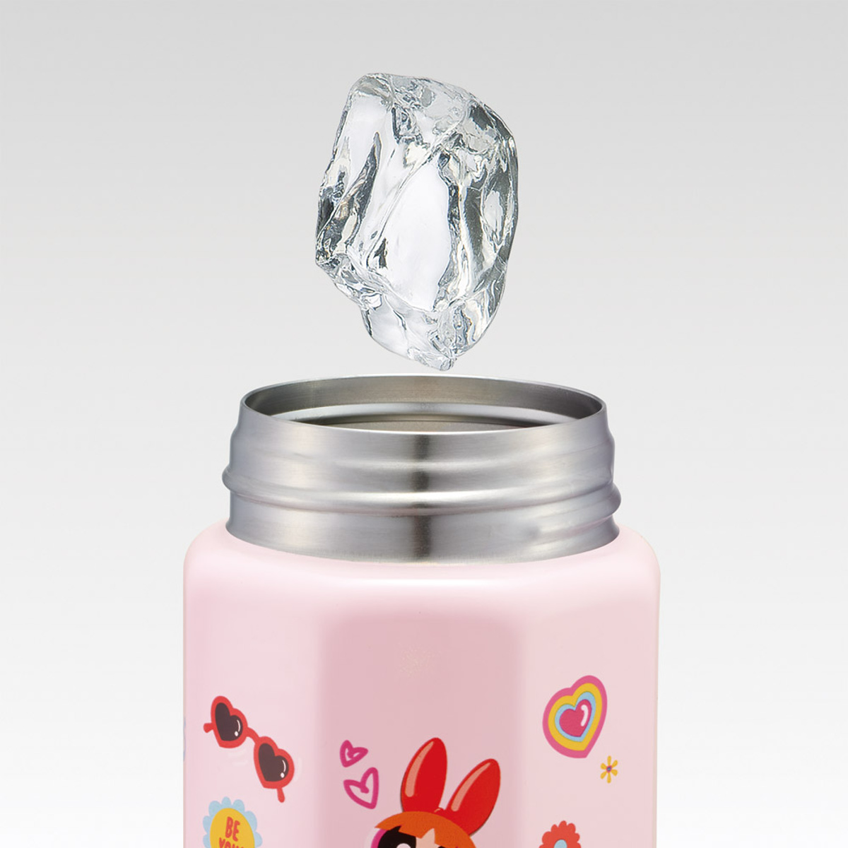 水筒 350ml 八角ステンレスボトル パワーパフガールズ ( マグボトル 保温 保冷 直飲み マグ W飲み口 ボトル コンパクト 広口 八角形 ステンレス ステンレスボトル マイボトル ミニボトル スリム )