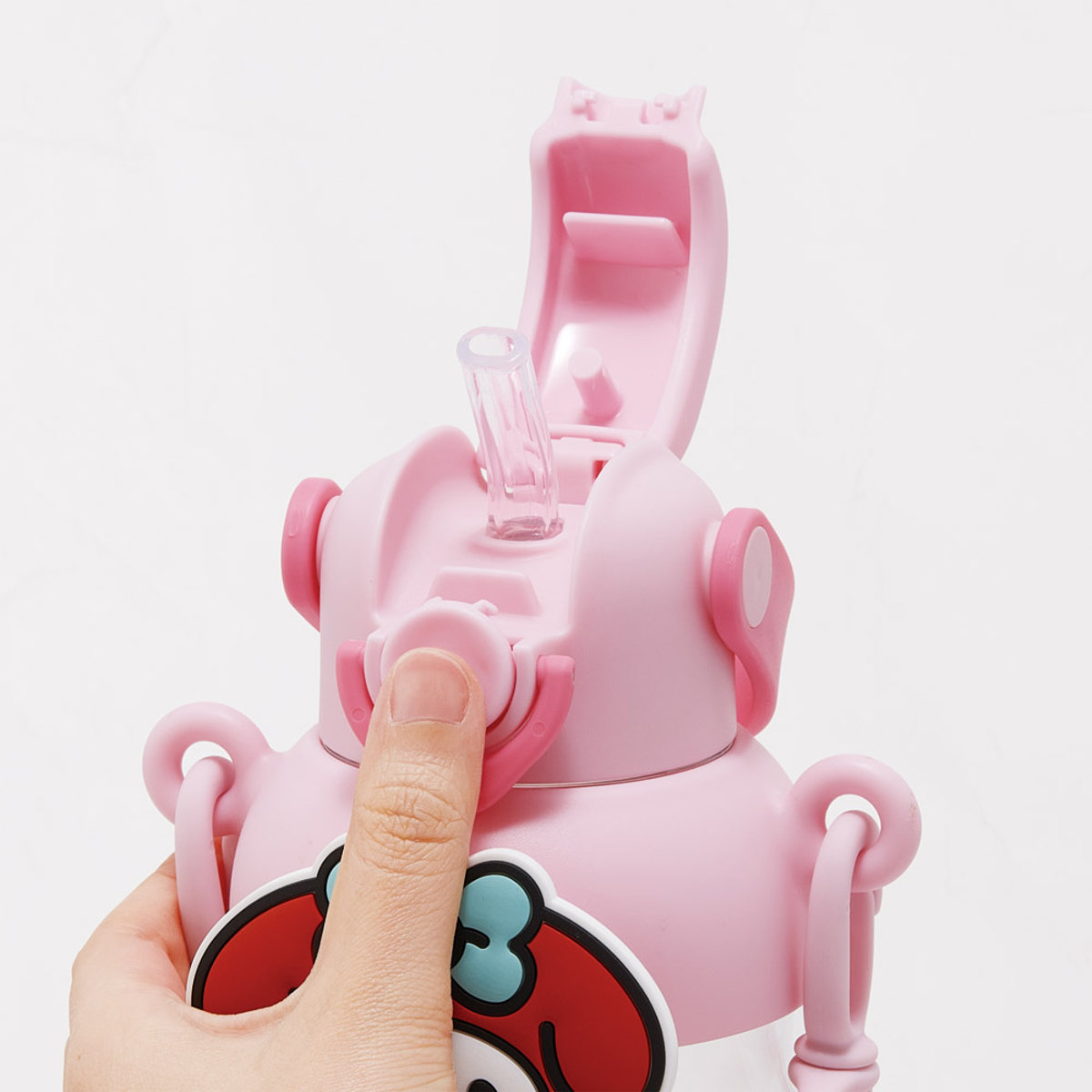 水筒 650ml ラバーマスコット付ストローボトル マイメロ 大好きな日々 ( ストロー付ボトル ストローボトル クリアボトル ワンプッシュ ワンタッチ ストロータイプ 子供 子供用水筒 クリア ショルダーベルト 幼稚園 保育園 キッズ )