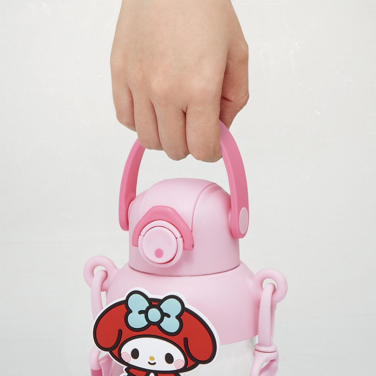 水筒 650ml ラバーマスコット付ストローボトル マイメロ 大好きな日々 ( ストロー付ボトル ストローボトル クリアボトル ワンプッシュ ワンタッチ ストロータイプ 子供 子供用水筒 クリア ショルダーベルト 幼稚園 保育園 キッズ )